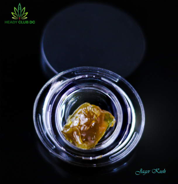 A piece of weed concentrate in a petri dish