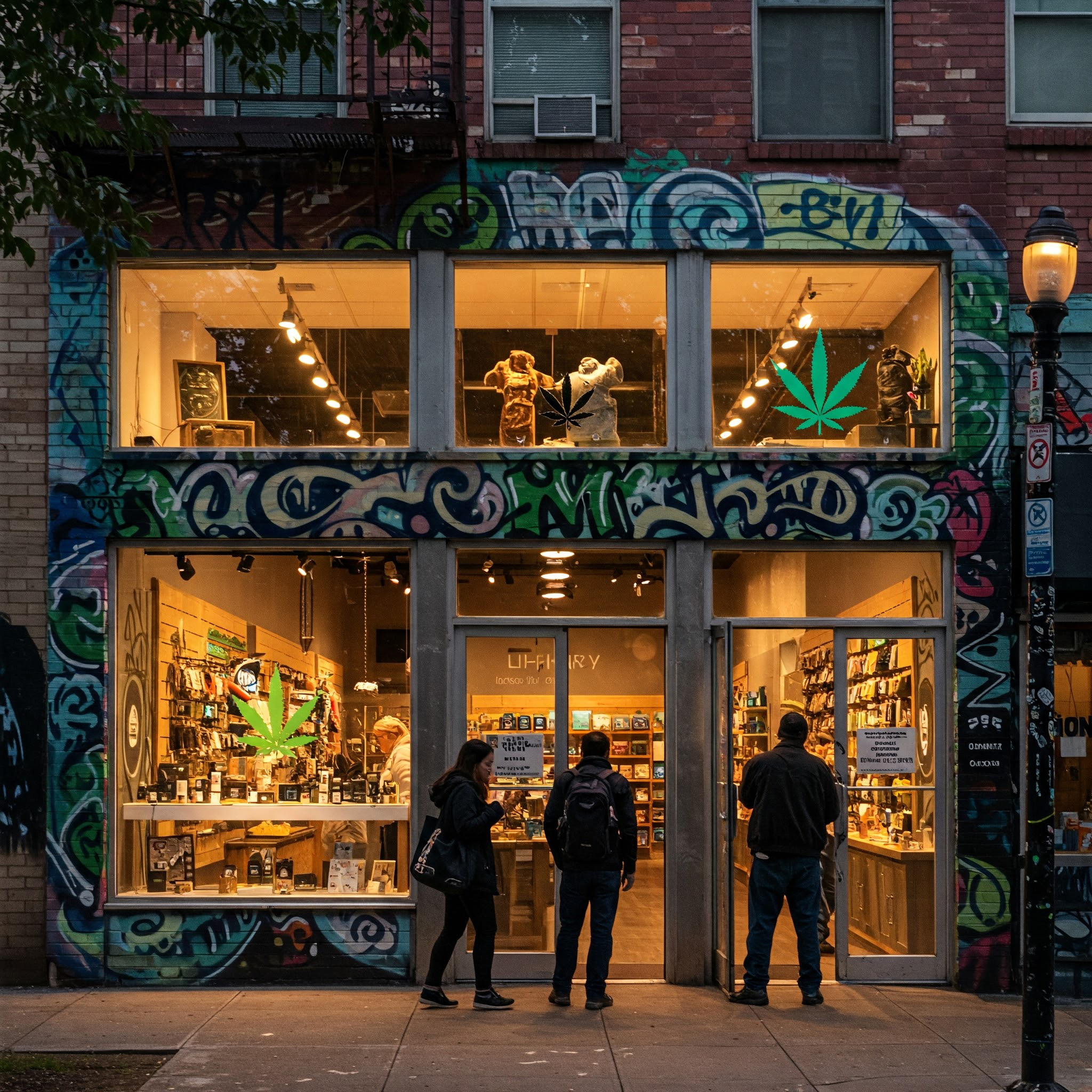 An AI-generated image of a weed dispensary